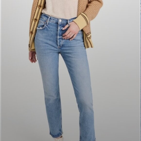 AGOLDE Jeans Riley Long High Rise Straight Jeans in Cove. Size 25 - Picture 2 of 14